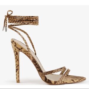 NWOT Missguided Snakeskin Print Lace Up Strappy Pointed Heels